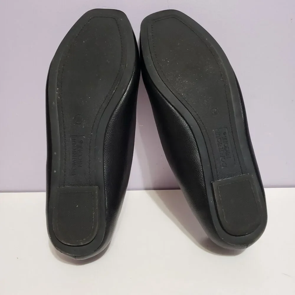 Dominique Nicole Black Faux Leather Buckle Slip On Women's Shoes Sz 10 M